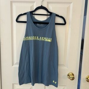 Under Armour Slate Blue Racerback Tank with Yellow Logo Size M